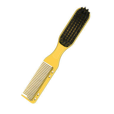 Double-Sided Small Plastic Fade Brush & Comb - Gold