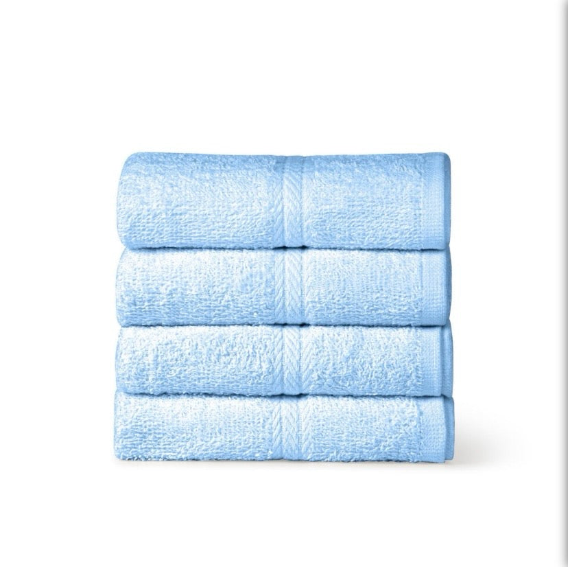 12pcs Light Blue Cotton Towels - 80cm x 50cm | For Barber & Beauty Salon