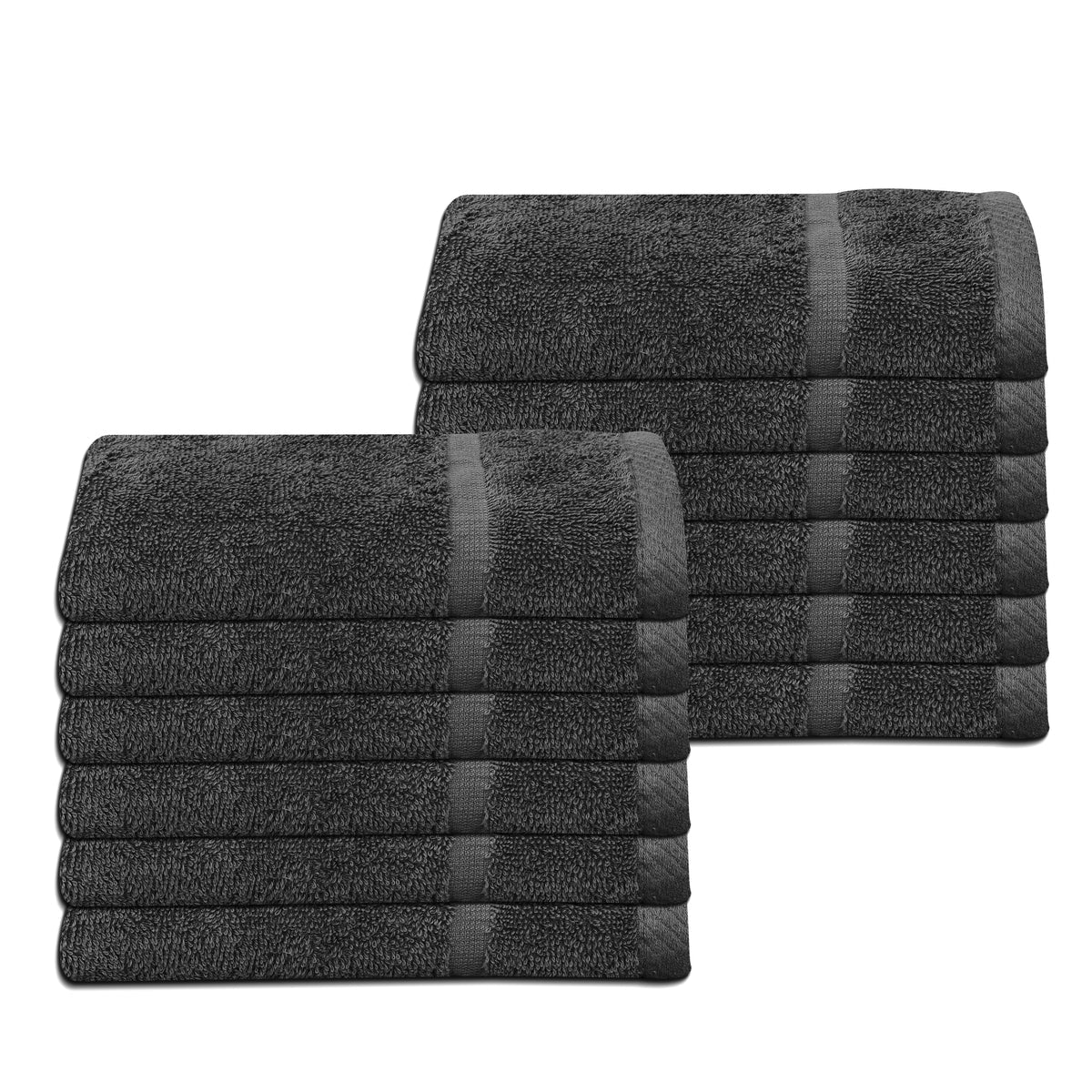 12pcs Dark Grey 100% Cotton Towels - 100cm x 50cm | For Barber & Beauty Salon
