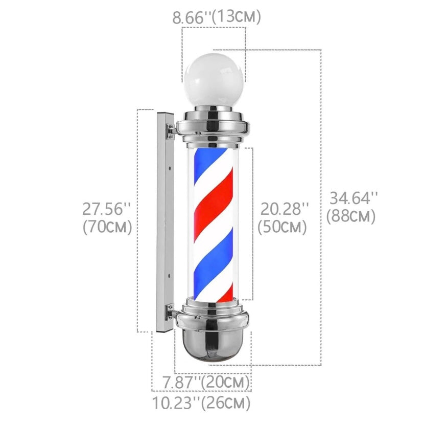 Barber LED Light Pole with Lamp - Silver
