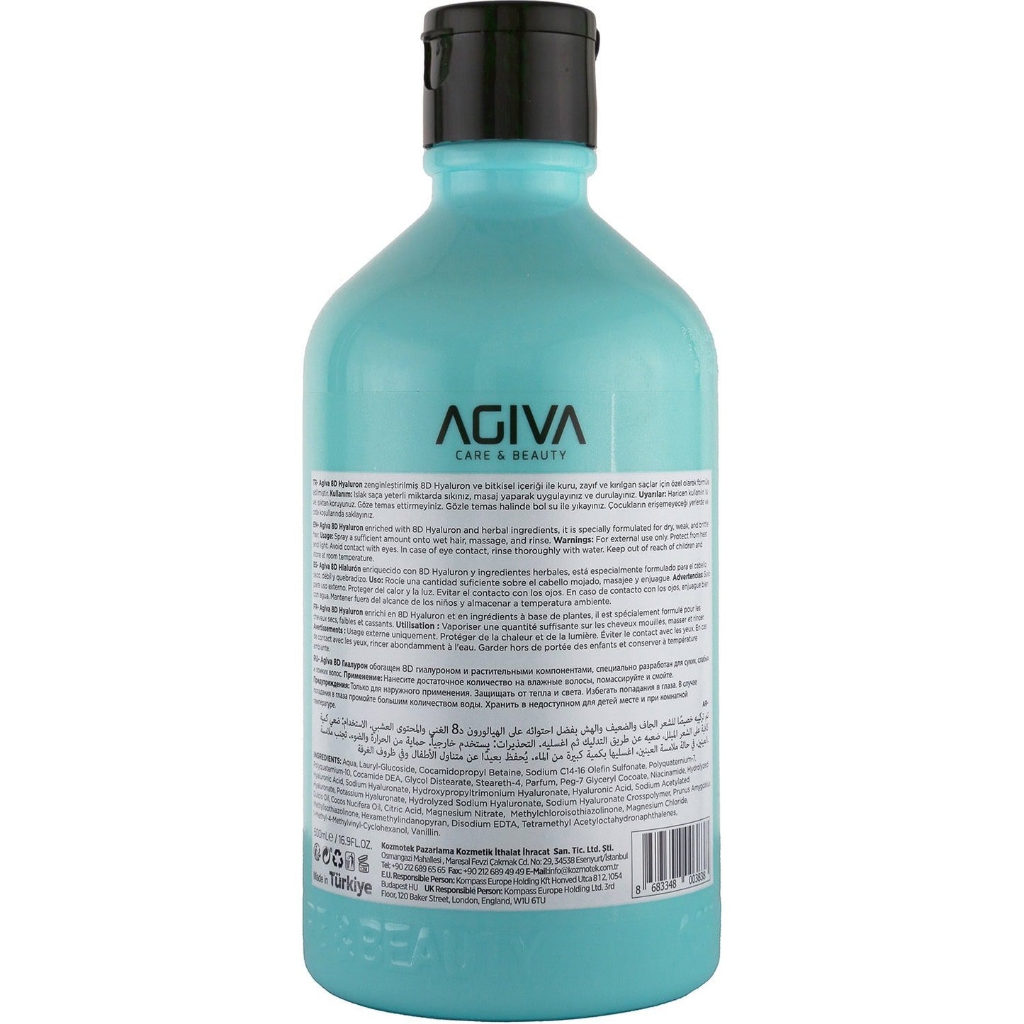 Agiva 8D Hyaluron Pro Care Shampoo | For Dry & Damaged Hair - 1000ML/1L