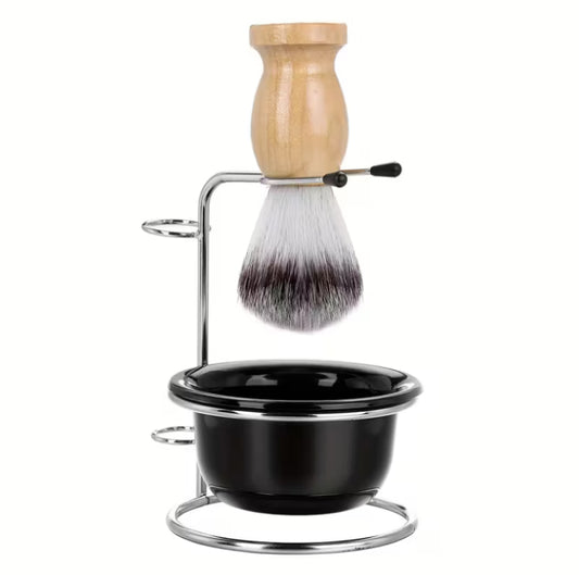 Shaving Set - Bowl + Brush + Metal Holder