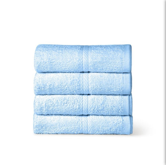 12pcs Light Blue Cotton Towels - 80cm x 50cm | For Barber & Beauty Salon